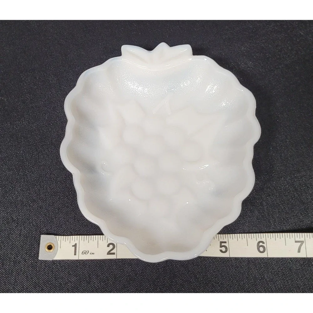 Hazel-Atlas Milk Glass Grape Cluster Design Dish Candy Dish Vintage 1950s